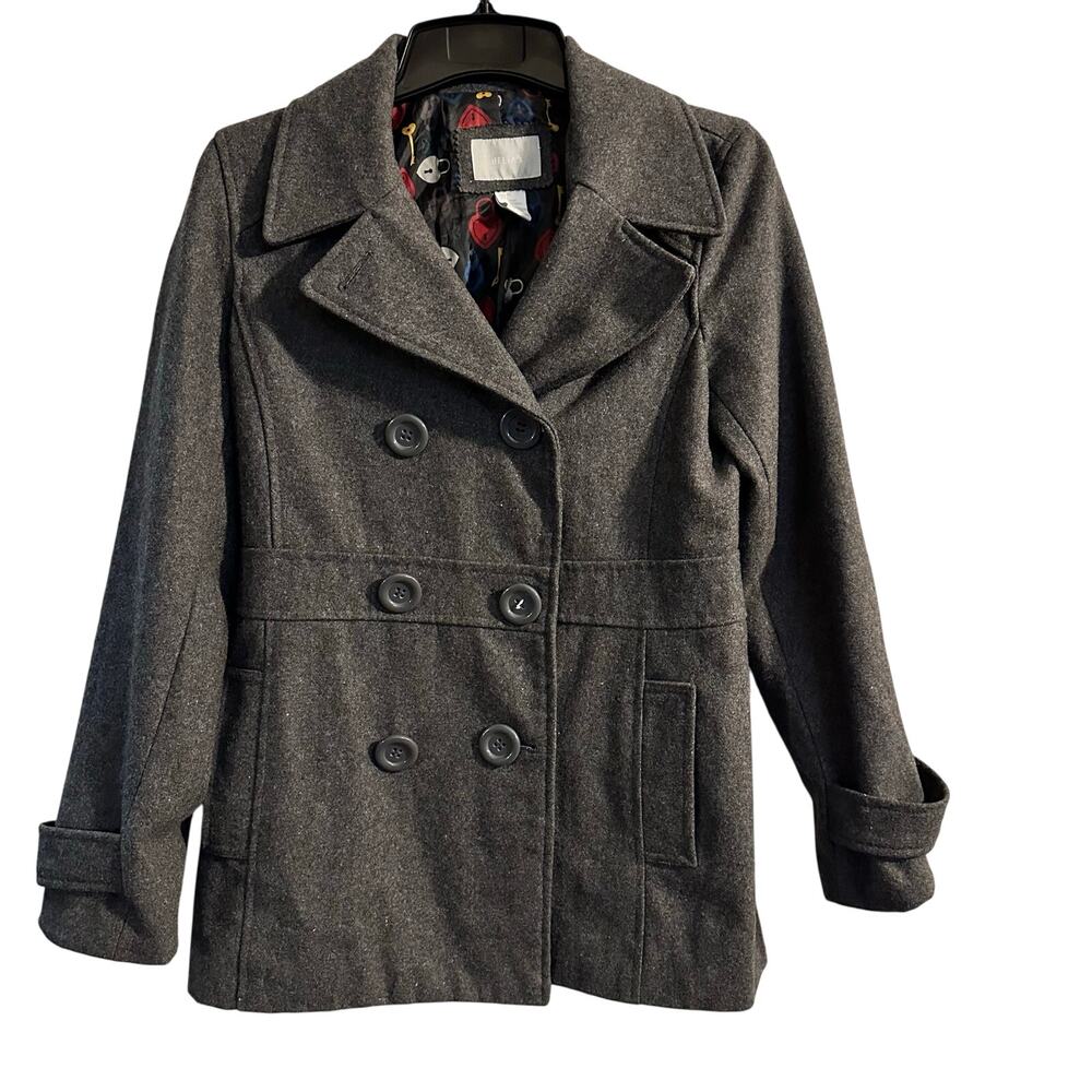 dELiA’s Vintage Y2K Double breasted Pea coat gray wool blend Medium